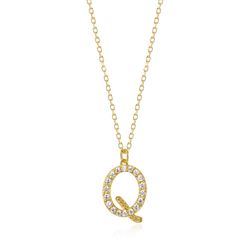 Colgante Plata Dorada Mujer 10mm COZ0283DOCZQ Letra Q Circonitas
