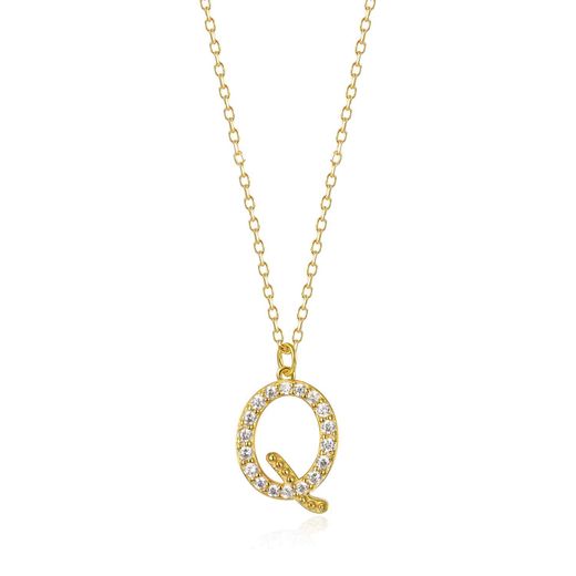 Colgante Plata Dorada Mujer COZ0283DOCZQ Letra Q C. Circonitas