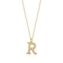 Colgante Plata Dorada Mujer 10mm COZ0283DOCZR Letra R Circonitas