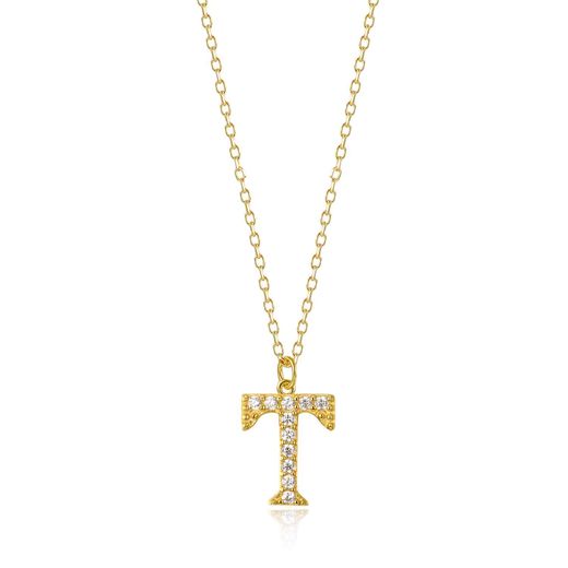 Colgante Plata Dorada Mujer COZ0283DOCZT Letra T C. Circonitas