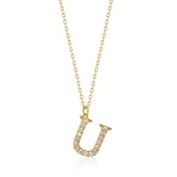 Colgante Plata Dorada Mujer 10mm COZ0283DOCZU Letra U Circonitas
