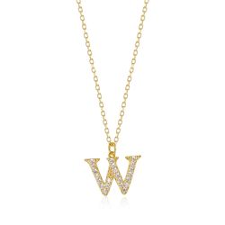 Colgante Plata Dorada Mujer 10mm COZ0283DOCZW Letra W Circonitas