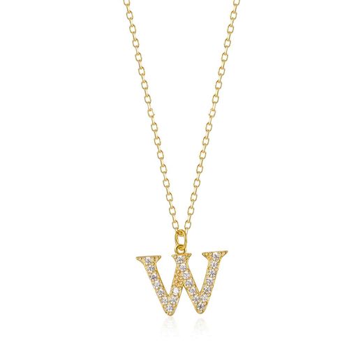 Colgante Plata Dorada Mujer 10mm COZ0283DOCZW Letra W Circonitas