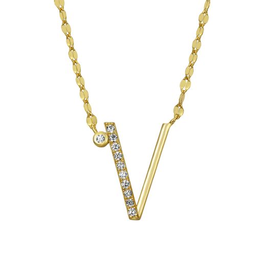 Colgante Plata Dorada Mujer 16mm COZ0345DOV Letra V Circonitas