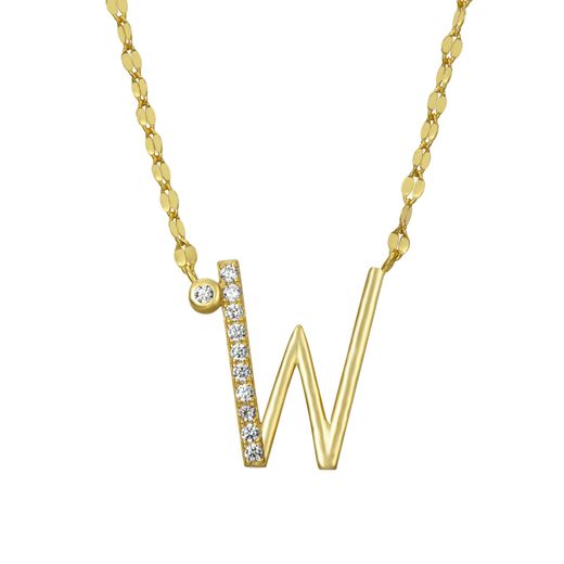 Colgante Plata Dorada Mujer 16mm COZ0345DOW Letra W Circonitas