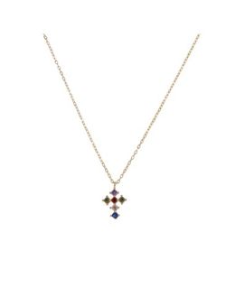 Colgante Plata Dorada Mujer PCRZ10/C Cruz Circonitas Multicolor