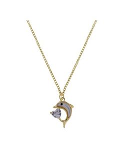 Colgante Plata Dorada Mujer PGAR896/C Delfín Corazón Circonita