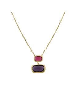 Colgante Plata Dorada Mujer PSET172/3C Circonitas Roja Bicolor Morada