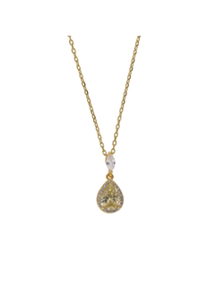 Colgante Plata Dorada Mujer PSET180/3C Circonitas Piedra Gota Ambar