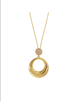 Colgante Plata Dorada Mujer PSET207/3C Círculo Brillo Circonitas