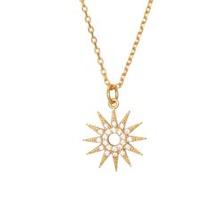 Colgante Plata Dorada Sol Circonitas 13mm COZ0311DO 38+4cm