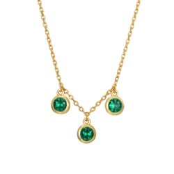 Colgante Plata Dorada Tres Circonitas Verdes 5,5mm COZ0336DOZV 38+4cm