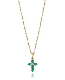 Colgante Plata Dorada Viceroy 2361C100-42 Cruz Piedras Naturales Topacio-Ágata Verde