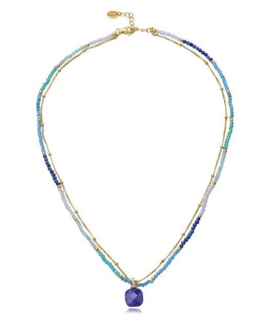 Colgante Plata Dorada Viceroy Mujer 13270C100-42 Piedra Cuadrada Natural Azul