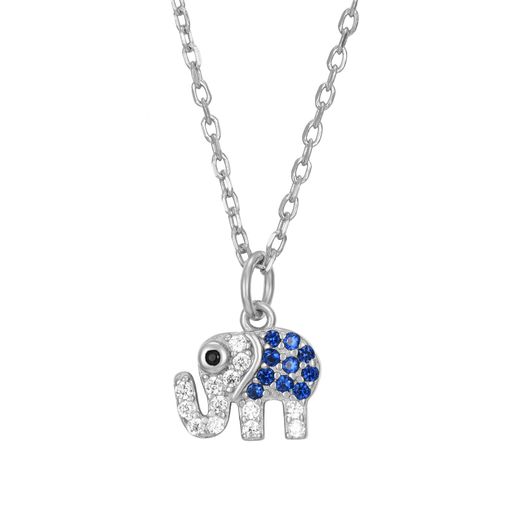 Colgante Plata Elefante Circonitas Azules 8,5x6,5mm COZ0301RH 38+4cm