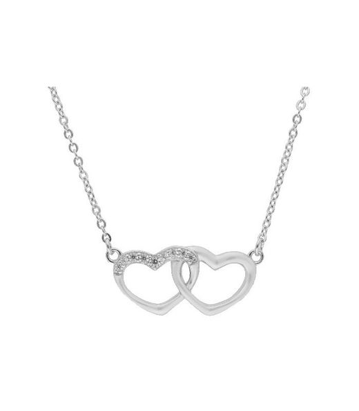 Pendentif Liska en argent pour femme LAD7064CL, double cœur en zircone