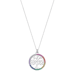 Colgante Plata Lotus LP1746-1/3 Árbol De La Vida Circonitas Multicolor