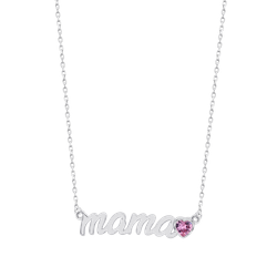 Colgante Plata Lotus LP1808-1/3 Palabra MAMÁ Corazón Circonita Morada