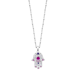 Colgante Plata Lotus LP1989-1/1 Mano De Fátima Circonitas Multicolor