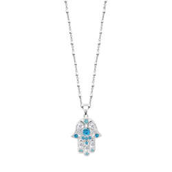 Colgante Plata Lotus LP1989-1/4 Mano De Fátima Circonitas Azules