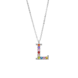 Colgante Plata Lotus LP3426-1/L Letra L Circonitas Multicolor
