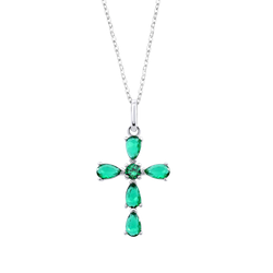 Colgante Plata Lotus LP3558-1/2 Cruz Circonitas Verdes