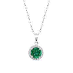 Colgante Plata Lotus LP3790-1/3 Círculo Circonitas Verde Bicolor Blancas