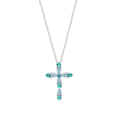 Colgante Plata Lotus LP3915-1/2 Cruz Circonitas Turquesa