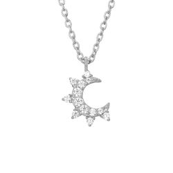 Colgante Plata Media Luna Circonitas 8mm COZ0329RH 40+5cm
