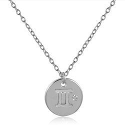 Colgante Plata Mujer 10mm COZ0156RH Zodiaco Géminis Circonitas