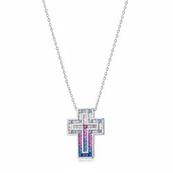 Colgante Plata Mujer 27x20mm COZ0413RHVA Cruz Circonitas Multicolor