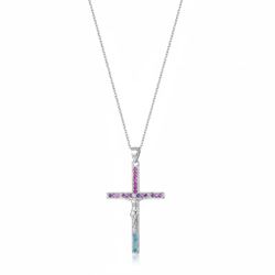 Colgante Plata Mujer 36mm COZ0408RHVA Cruz Circonitas Multicolor