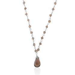 Colgante Plata Mujer 6x4mm COM0007PLCH Piedra Mineral Cuarzo Ahumado