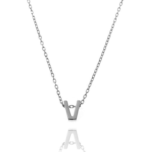 Colgante Plata Mujer CO00039VRH Letra V En Brillo
