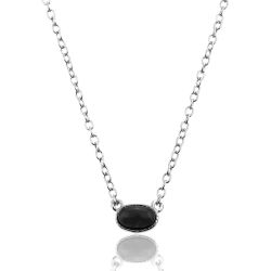Colgante Plata Mujer COM0004RHOX Piedra Mineral Onix Negro Ovalada