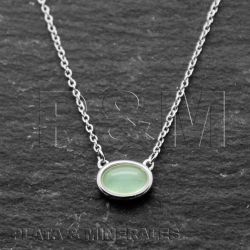 Colgante Plata Mujer COM0009RHCA Óvalo Piedra Mineral Calcedonia