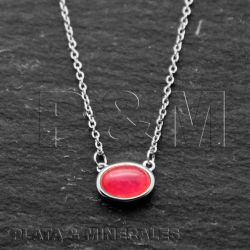 Colgante Plata Mujer COM0009RHRU Óvalo Piedra Mineral Rubí