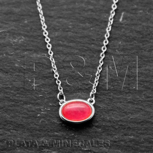 Colgante Plata Mujer COM0009RHRU Óvalo Piedra Mineral Rubí