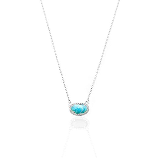 Colgante Plata Mujer COM0019RHAZ Piedra Mineral Amazonita Ovalada