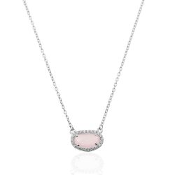 Colgante Plata Mujer COM0019RHCZ Piedra Mineral Cuarzo Ovalada