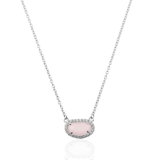 Colgante Plata Mujer COM0019RHCZ Piedra Mineral Cuarzo Ovalada