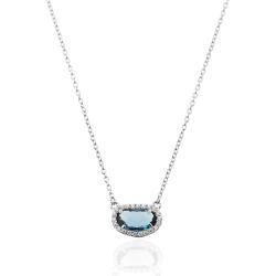 Colgante Plata Mujer COM0019RHGB Piedra Mineral Glass Blue Ovalada