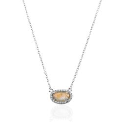 Colgante Plata Mujer COM0019RHLA Piedra Mineral Labradorita Ovalada