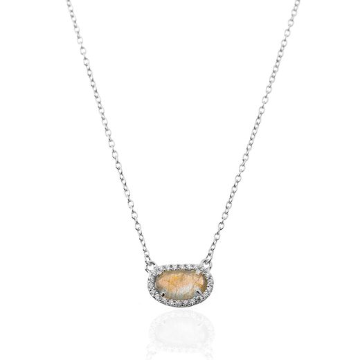 Colgante Plata Mujer COM0019RHLA Piedra Mineral Labradorita Ovalada