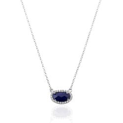 Colgante Plata Mujer COM0019RHLP Piedra Mineral Lapislázuli Ovalada