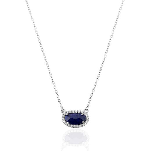 Colgante Plata Mujer COM0019RHLP Piedra Mineral Lapislázuli Ovalada
