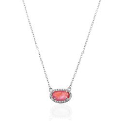 Colgante Plata Mujer COM0019RHRU Piedra Mineral Rubí Ovalada