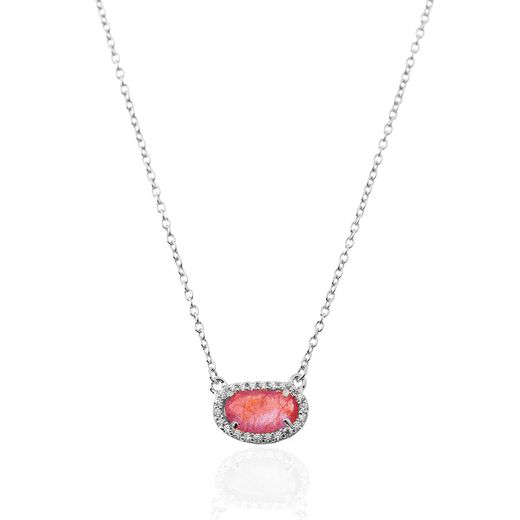 Colgante Plata Mujer COM0019RHRU Piedra Mineral Rubí Ovalada