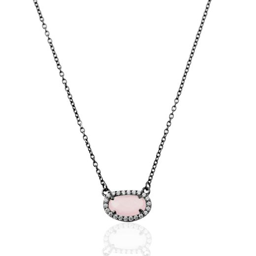 Colgante Plata Mujer COM0019RUCR Piedra Mineral Cuarzo Rosa Ovalada