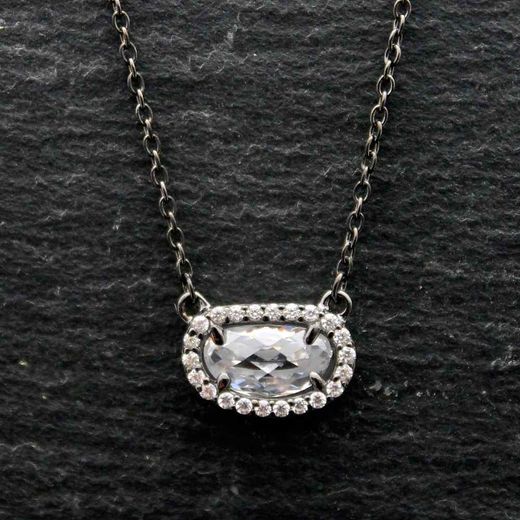 Colgante Plata Mujer COM0019RUCZ Piedra Mineral Cuarzo Ovalada